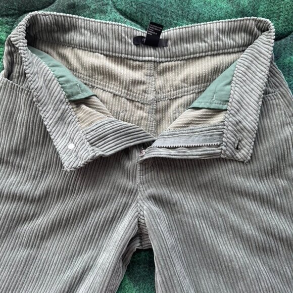 Corduroy Wide Leg Retro High Rise Foreve 21 Pants Womens Small Green Pockets y2k - Picture 3 of 13